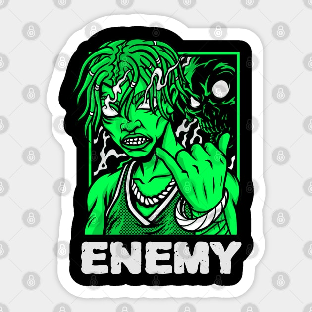 Enemy alien design Sticker by Wolf Clothing Co